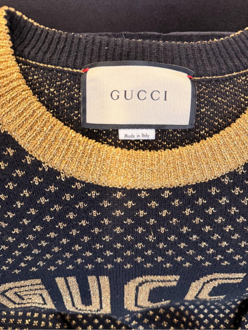 AUTHENTIC Gucci Black Sweater with Gold Logo & Trim NWOT Price negotiable - Picture 2 of 7